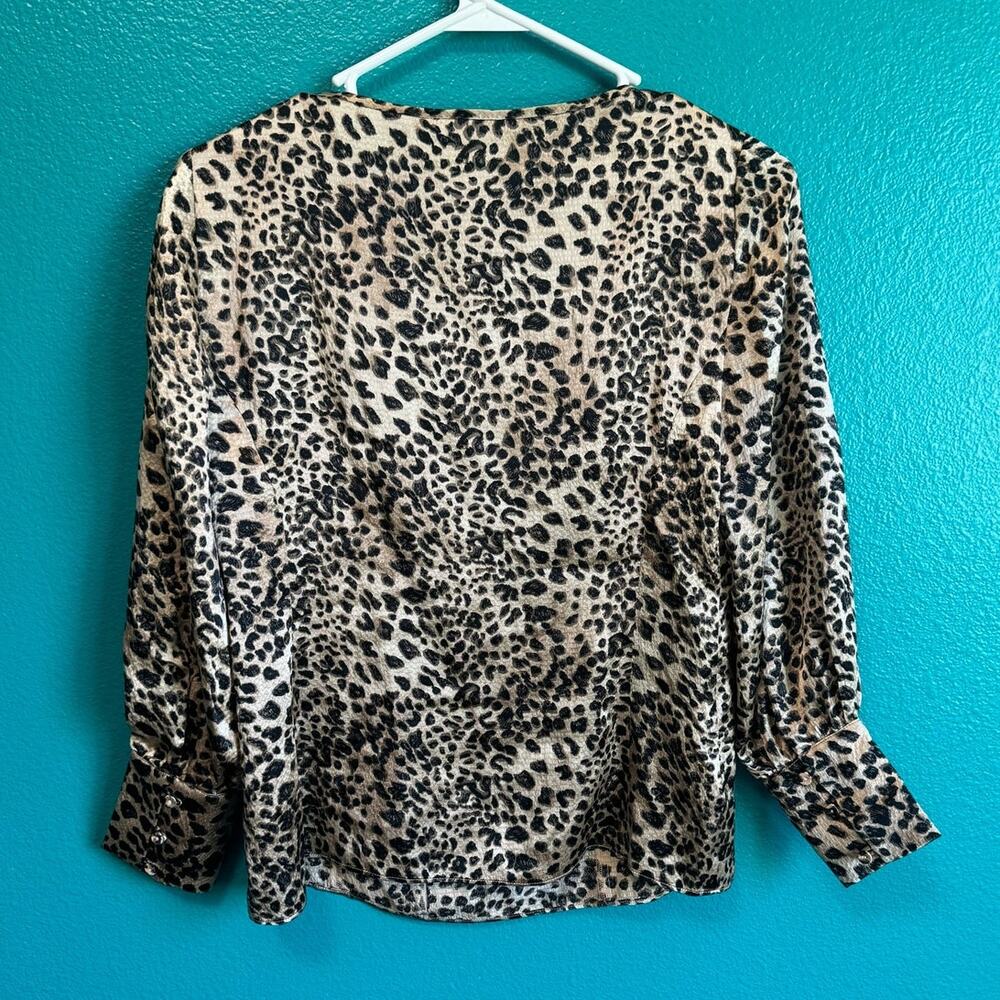 Rebecca Taylor 100% Silk Leopard Print Blouse Women's 00 - Picture 7 of 8